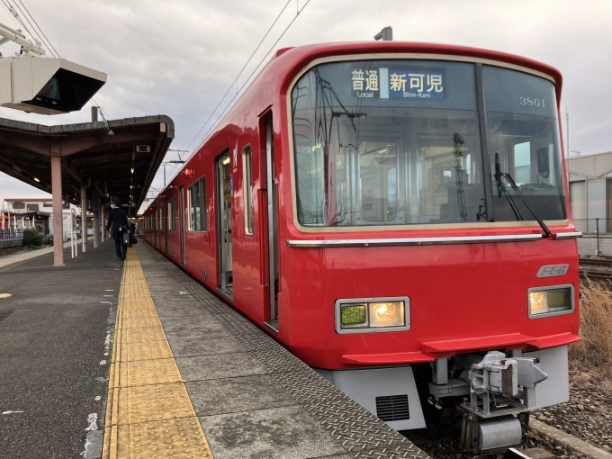 鉄道乗車記録の写真:乗車した列車(外観)(3)        「名鉄3500系3701F編成。新可児駅3番線。」