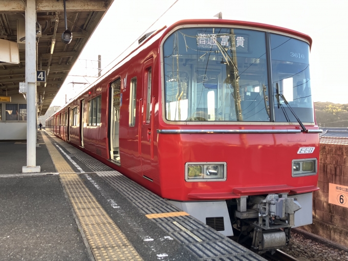 鉄道乗車記録の写真:乗車した列車(外観)(3)        「名鉄3500系3516F編成。内海駅4番線。」