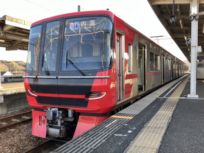 鉄道乗車記録の写真:乗車した列車(外観)(4)        「名鉄9500・9100系 9509F編成。内海駅3番線。」