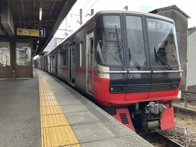 鉄道乗車記録の写真:乗車した列車(外観)(5)        「名鉄3300系3308F編成。西春駅2番線。」