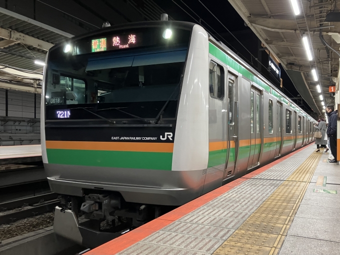 鉄道乗車記録の写真:乗車した列車(外観)(3)        「E233系宮ヤマU618編成+ E233系宮ヤマU226編成。横浜駅6番線。」