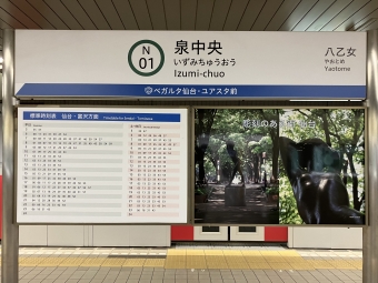 泉中央駅から仙台駅の乗車記録(乗りつぶし)写真