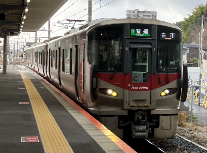 鉄道乗車記録の写真:乗車した列車(外観)(4)        「227系広ヒロA17編成。西広島駅3番のりば入線時。」