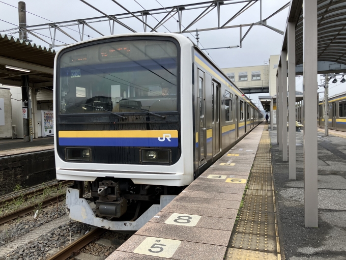 鉄道乗車記録の写真:乗車した列車(外観)(3)        「209系千マリC604編成。成東駅2番線。」