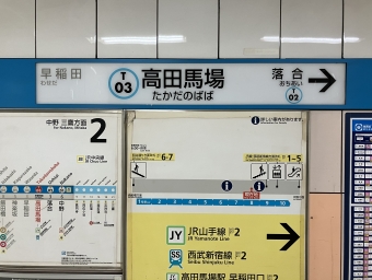 高田馬場駅から中野駅の乗車記録(乗りつぶし)写真