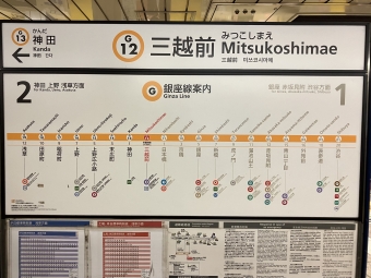三越前駅から浅草駅の乗車記録(乗りつぶし)写真
