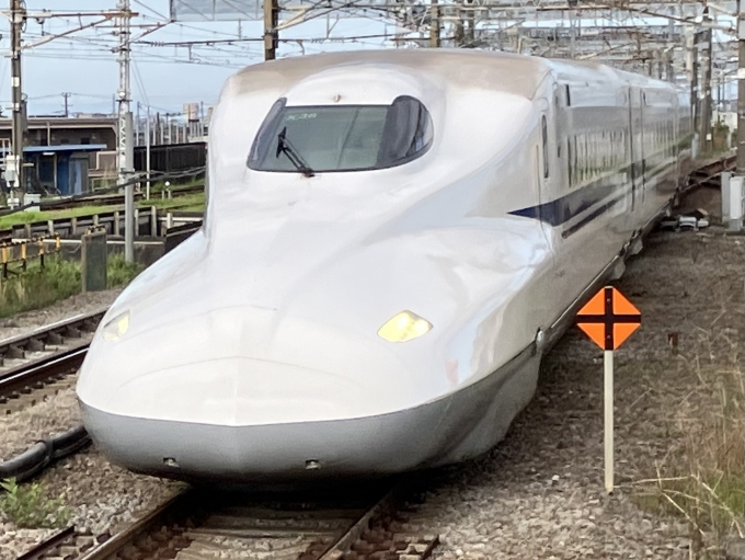 鉄道乗車記録の写真:乗車した列車(外観)(3)        「N700系新幹線幹オサX38編成。三島駅5番線入線時。」
