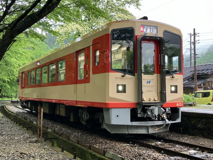 鉄道乗車記録の写真:乗車した列車(外観)(3)        「長良川鉄道ナガラ600形気動車。北濃駅山側ホーム。」