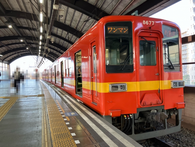 鉄道乗車記録の写真:乗車した列車(外観)(6)        「東武8000系8577F編成。大師前駅1番線。」