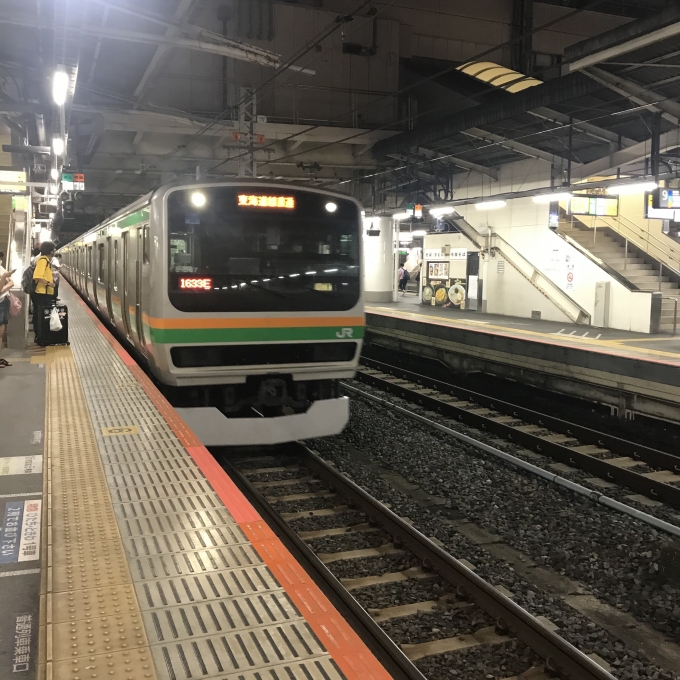 鉄道乗車記録の写真:乗車した列車(外観)(3)        「U587編成。上野駅8番ホーム。」