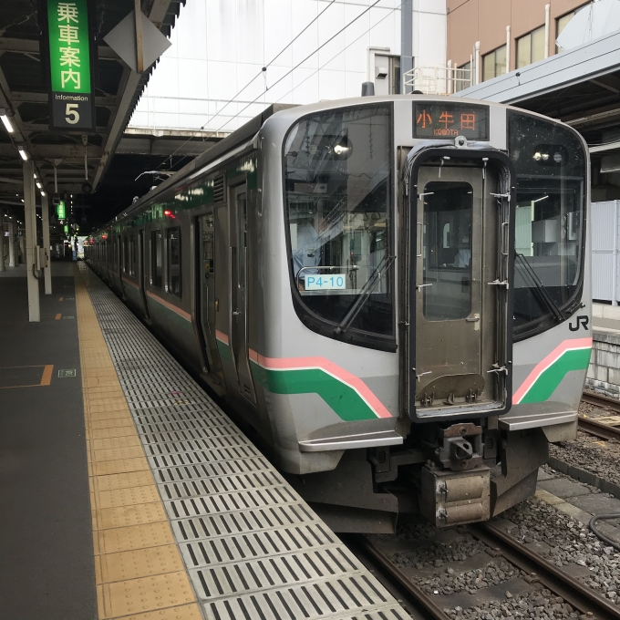 鉄道乗車記録の写真:乗車した列車(外観)(3)        「P4-10編成。仙台駅2番ホーム。」