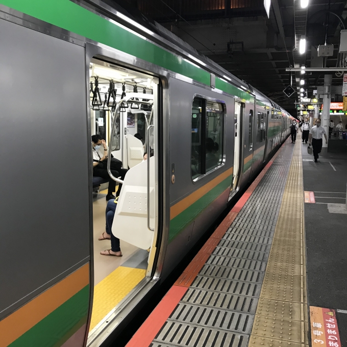 鉄道乗車記録の写真:乗車した列車(外観)(3)        「E-09編成。上野駅7番ホーム。」