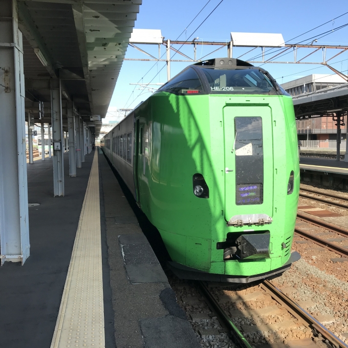 鉄道乗車記録の写真:乗車した列車(外観)(3)        「HE-106+HE-206編成。岩見沢駅6番ホーム。」