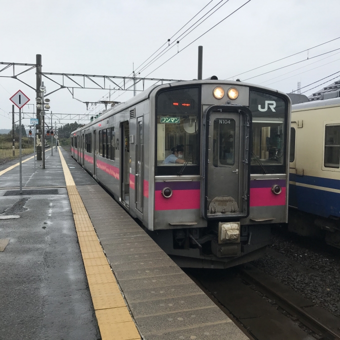 鉄道乗車記録の写真:乗車した列車(外観)(3)        「N104編成。蟹田駅2番ホーム。」