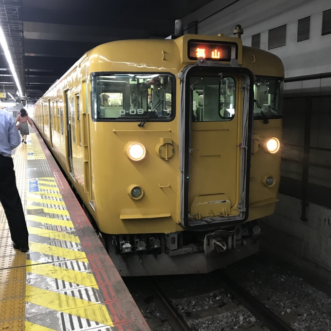 鉄道乗車記録の写真:乗車した列車(外観)(3)        「D-09編成。岡山駅1番のりば。」