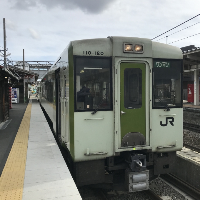 鉄道乗車記録の写真:乗車した列車(外観)(3)        「←キハ110-120＋キハ110-110。小淵沢駅4番ホーム。」