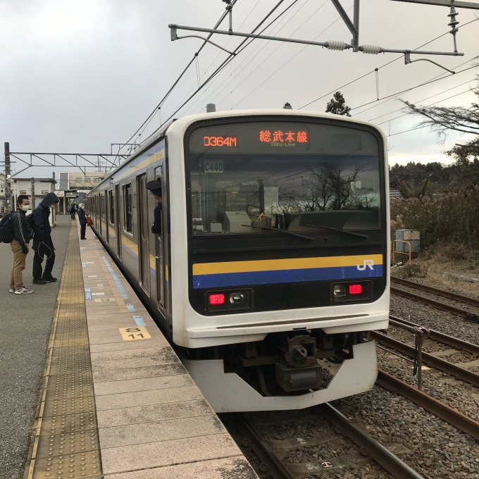 鉄道乗車記録の写真:乗車した列車(外観)(3)        「C440編成。成東駅1番ホーム。」