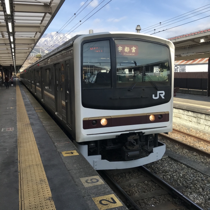 鉄道乗車記録の写真:乗車した列車(外観)(3)        「Y2編成。日光駅1番ホーム。」