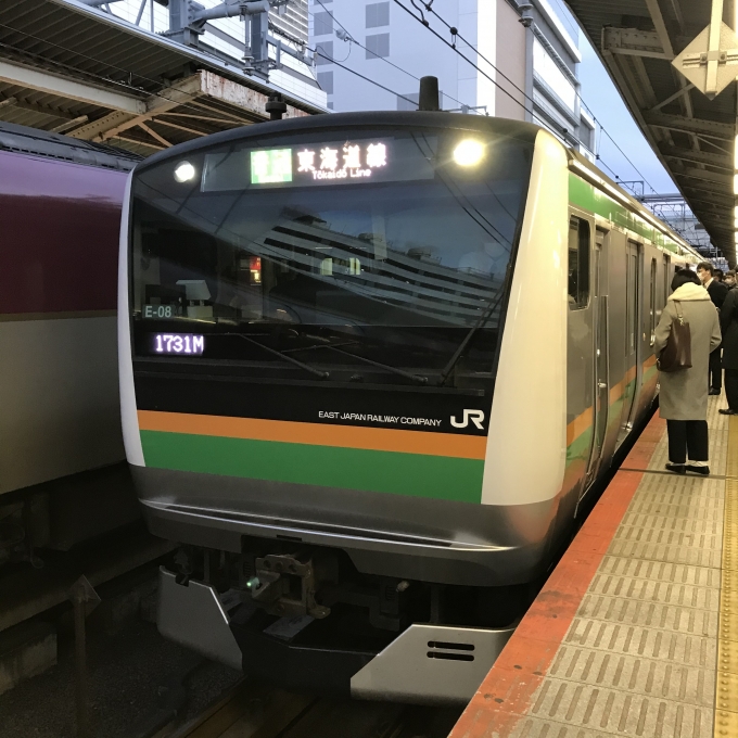 鉄道乗車記録の写真:乗車した列車(外観)(2)        「E-08編成。横浜駅6番ホーム。」