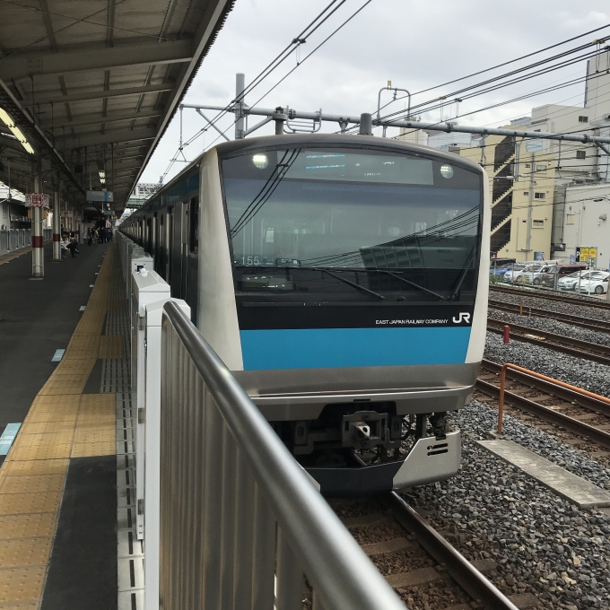 鉄道乗車記録の写真:乗車した列車(外観)(3)        「155編成。北浦和駅2番線。」