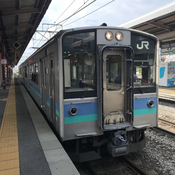 鉄道乗車記録の写真:乗車した列車(外観)(3)        「長モトA7編成。塩尻駅3番線。」