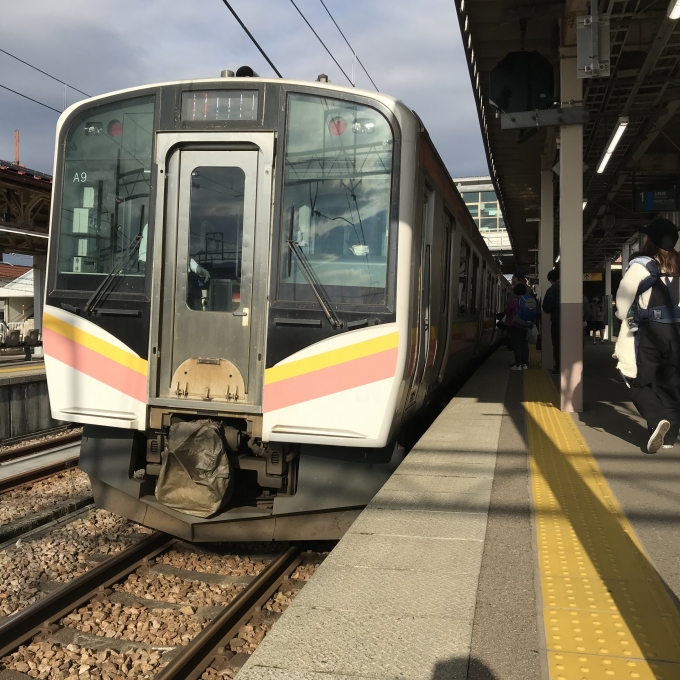 鉄道乗車記録の写真:乗車した列車(外観)(3)        「A9編成。六日町駅1番線。」