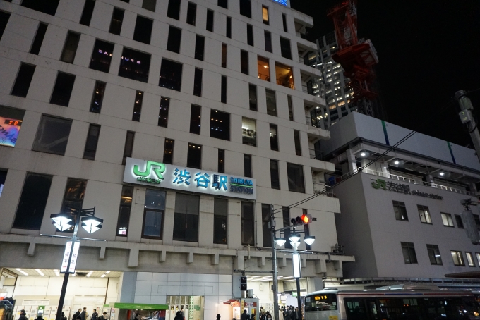鉄道乗車記録の写真:駅舎・駅施設、様子(1)        「変わりゆく渋谷の街に新旧2つの文字が並びます」