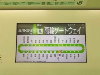田町駅から五反田駅の乗車記録(乗りつぶし)写真