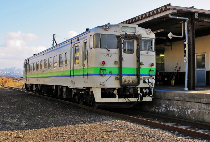 鉄道乗車記録の写真:乗車した列車(外観)(1)        「終着駅・江差から折返し乗車します。」