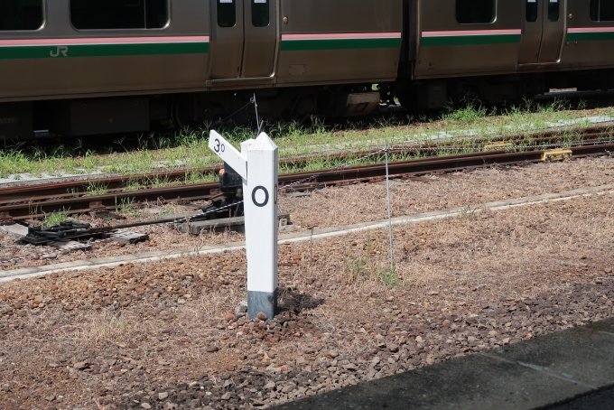 鉄道乗車記録の写真:駅舎・駅施設、様子(4)        「奥羽本線0kmポスト」
