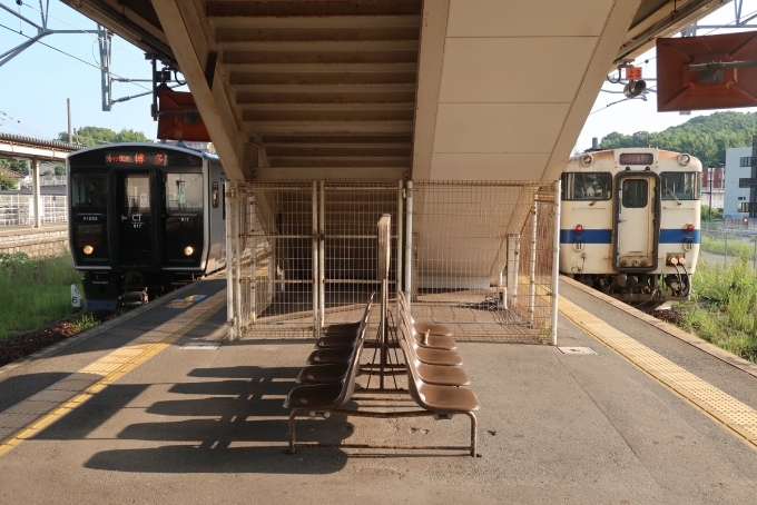 鉄道乗車記録の写真:駅舎・駅施設、様子(5)        「2路線の快速列車が並ぶ」