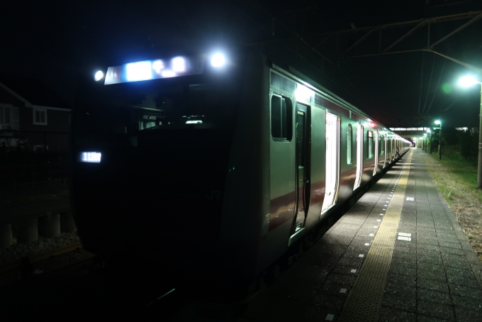 鉄道乗車記録の写真:乗車した列車(外観)(4)        「夜に数本のみ存在する、E233系5000番台 内房線 千葉行き」