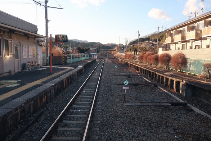 鉄道乗車記録の写真:車窓・風景(11)        「もともと交換設備があった名残で、線路が不自然にカーブしている。」