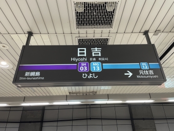 日吉駅から横浜駅の乗車記録(乗りつぶし)写真