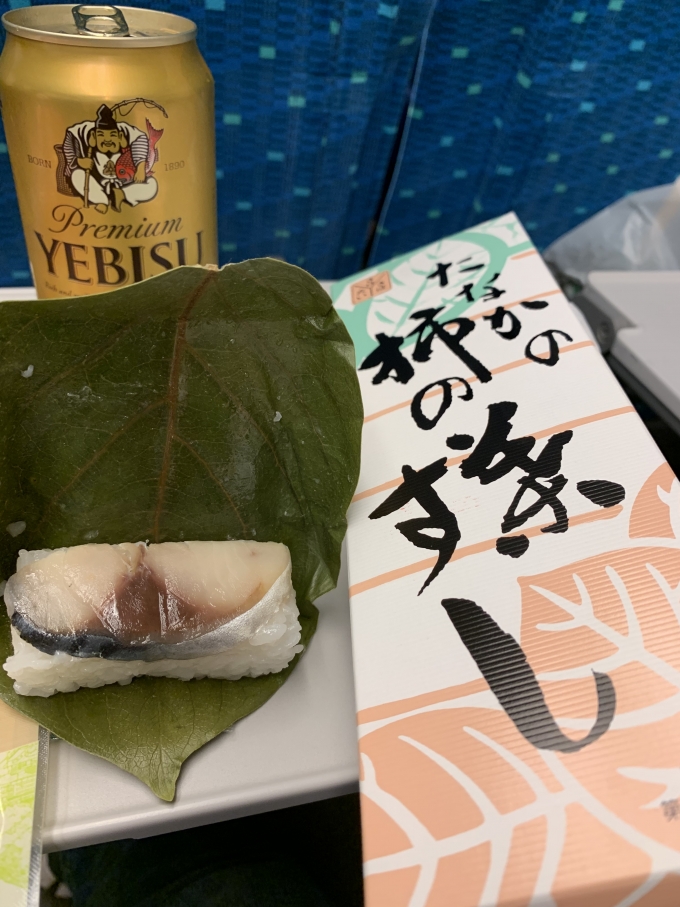 鉄道乗車記録の写真:駅弁・グルメ(2)        「ひとつひとつ柿の葉に包まれたお寿司、美味しくいただきました！」