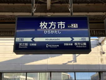 枚方市駅から私市駅の乗車記録(乗りつぶし)写真