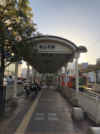 松山市駅前停留場から南堀端停留場の乗車記録(乗りつぶし)写真