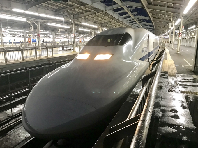 鉄道乗車記録の写真:乗車した列車(外観)(1)          「山陽新幹線の定期列車として最後の700系を楽しみました(^^)
」