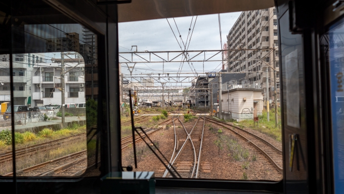 鉄道乗車記録の写真:車窓・風景(16)        「左側に見える鹿児島本線と合流して、終点の鹿児島中央駅へ滑り込んでいきます。」