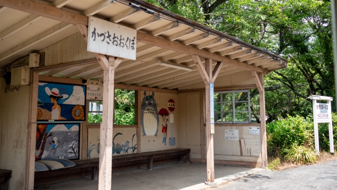 鉄道乗車記録の写真:駅舎・駅施設、様子(29)        「上総大久保駅の待合室の壁には、地元の小学生によってトトロが描かれています。」