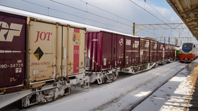 鉄道乗車記録の写真:乗車した列車(外観)(1)          「約5分遅れで特急つがる入線」