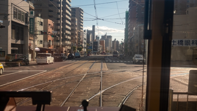 鉄道乗車記録の写真:車窓・風景(3)     「土橋停留所の手前で本線と合流します。」