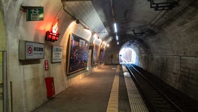 鉄道乗車記録の写真:駅舎・駅施設、様子(3)        「龍王峡駅は半トンネルの駅でしたが、こちらは全てトンネルの駅になっています。」