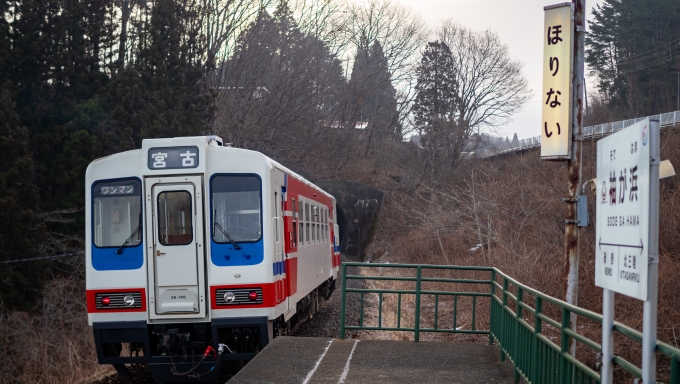 鉄道乗車記録の写真:乗車した列車(外観)(15)        「以前、脇の国道を車で通った時から訪れてみたかった堀内駅で降車。」