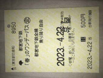西台駅から目黒駅の乗車記録(乗りつぶし)写真