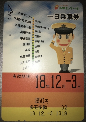 多摩動物公園駅から上北台駅の乗車記録(乗りつぶし)写真