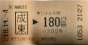 成東駅から求名駅の乗車記録(乗りつぶし)写真