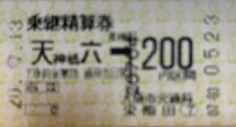 梅田駅から中津駅の乗車記録(乗りつぶし)写真