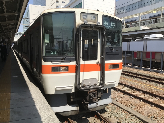 鉄道乗車記録の写真:乗車した列車(外観)(1)          「豊橋10:43発、普通 浜松行き 938Mです。
311系G15+G1編成」