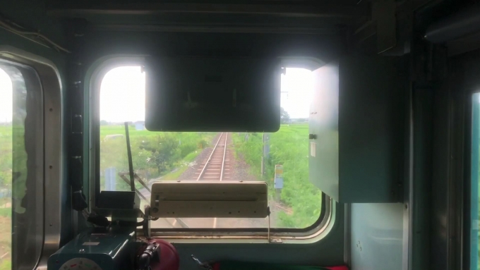 鉄道乗車記録の写真:車窓・風景(2)        「後方展望映像より、単線区間をぶっ飛ばす場面のカット。」
